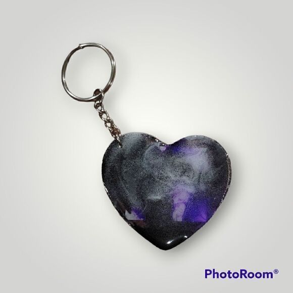Emily Vaughn Purple Ink Heart Keychain (Z163) - Picture 6 of 9